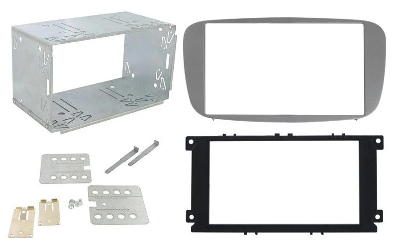 Vgradni okvir za avto radio Ford Focus, C-MAX, S-MAX, Mondeo 2007, srebrn s kletko.