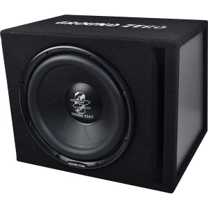 Subwoofer Ground Zero za močno bass glasbo, v črni škatli.