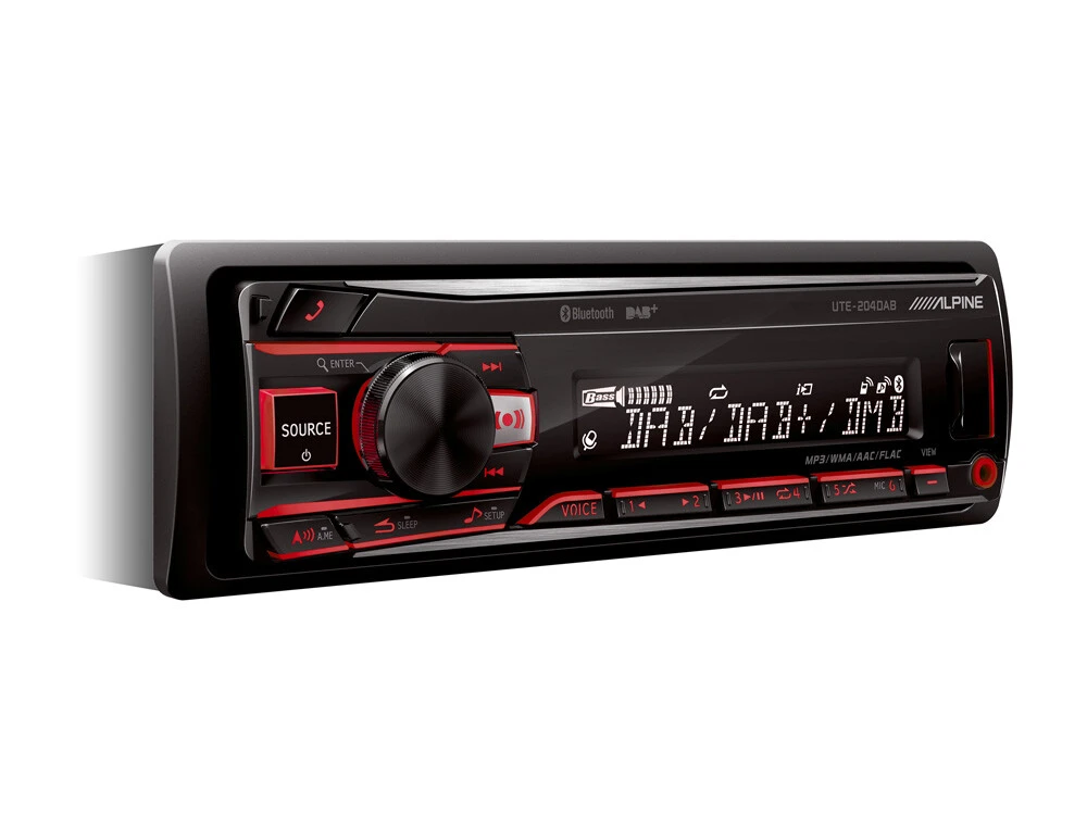 Avtoradio Alpine UTE-204DAB z digitalnim DAB+ sprejemnikom in Bluetooth funkcijo.