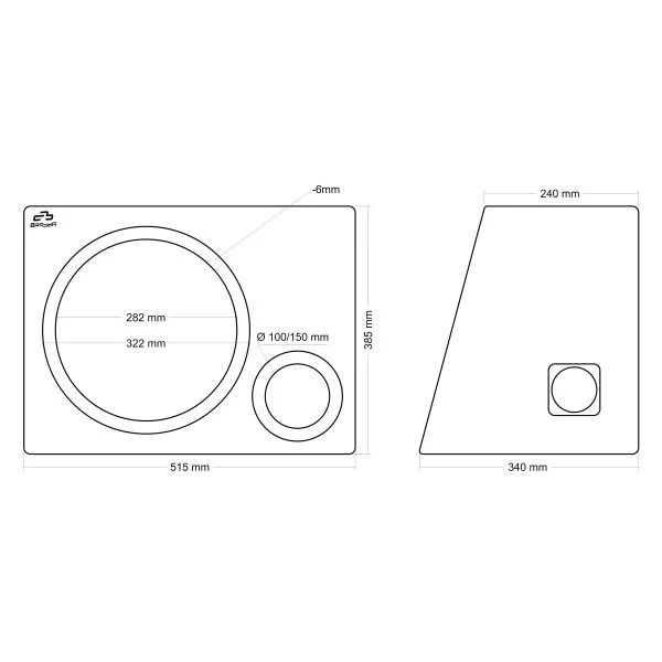 Ohišje za subwoofer 30cm, bassrefleks, 40 litrov, dimenzije za optimalno zvokovno delovanje.