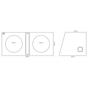 Ohišje za subwoofer z dvema 30cm (12") zvočnikoma, prostornina 50 litrov, bassrefleks slot port za g.