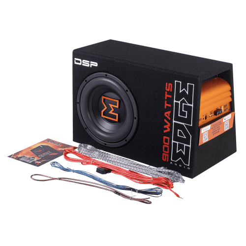 Aktivni subwoofer Edge EDBX10ADSP-E3 za močno bass zvok in enostavno namestitev v avtomobilu.