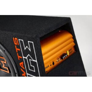 Aktivni subwoofer Edge EDBX12ADSP-E3 v ohišju za močno bass zvok. Idealno za izboljšanje avtozvočne.