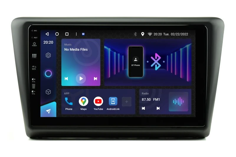Avtoradio za Škoda Rapid z Androidom, 9-palčni zaslon, 4GB RAM, 64GB pomnilnika.