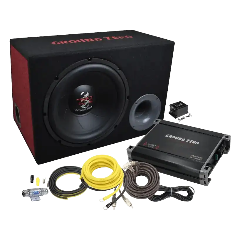 Komplet subwoofer in ojačevalec Ground Zero GZBASSKIT 12.300X-II za močan zvok.