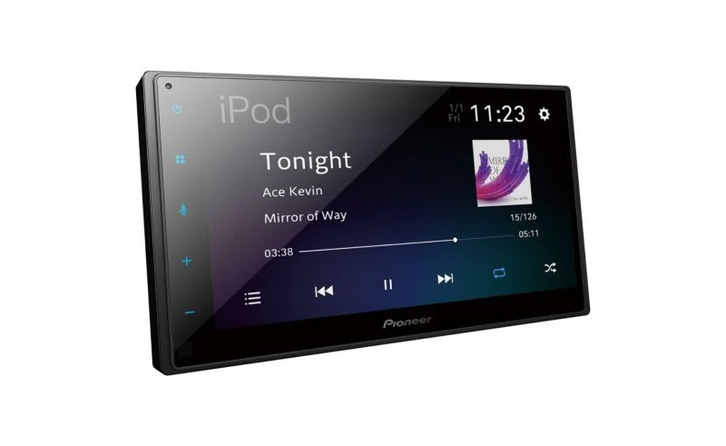 Avtoradio Pioneer SPH-DA150BT z zaslonom na dotik za avto, Bluetooth in MP3 predvajanje.
