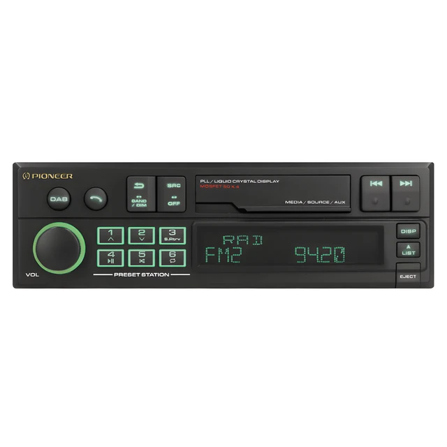 Avtoradio Pioneer SXT-C10PS retro za avto z digitalnim zaslonom in možnostjo Bluetooth.