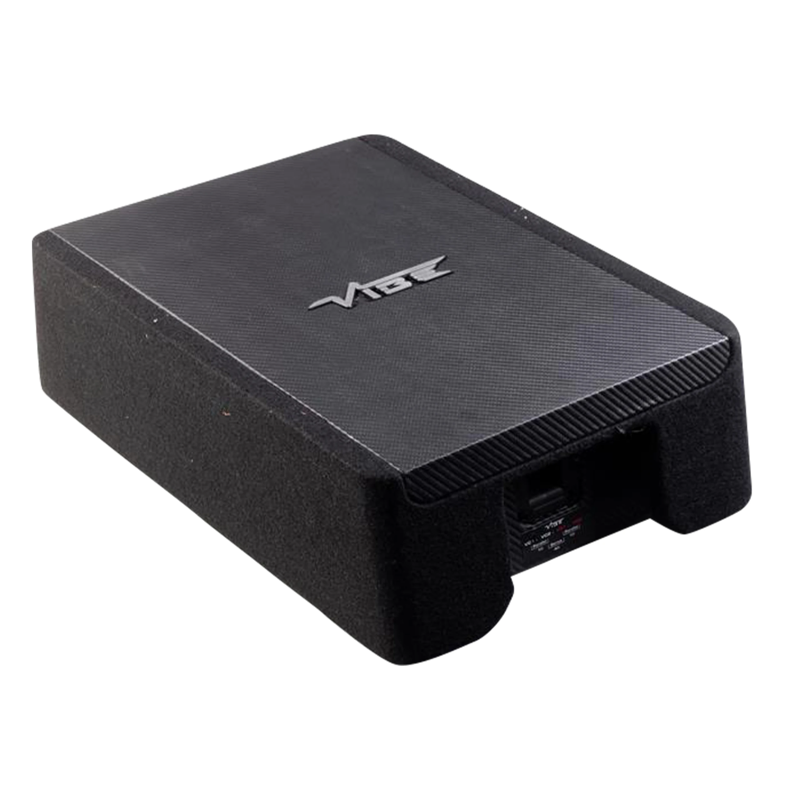 Vibe BA10SQ-V4 subwoofer v ohišju za močno bass glasbo.