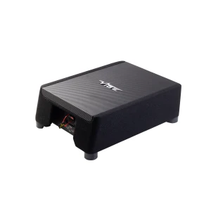 Vibe BA10SQ-V4 subwoofer v ohišju za globok in močan zvok v avtomobilu.