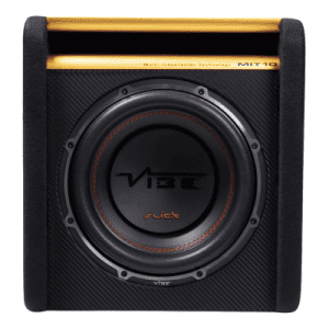 Subwoofer in enclosures for car audio, SounDigital and Vibe components.