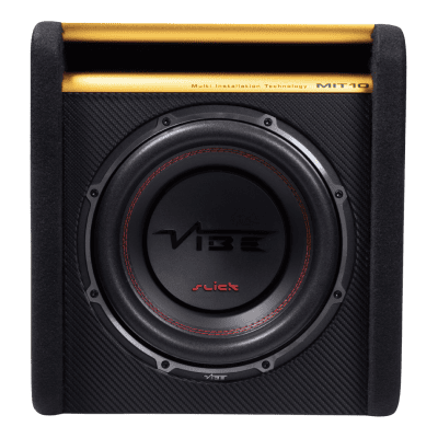 Subwoofer in enclosures for car audio, SounDigital and Vibe components.
