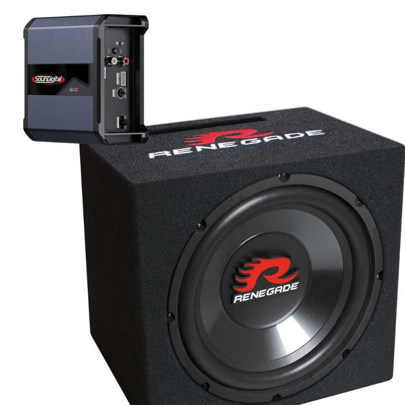 Visoko zmogljiv SounDigital SD400.2 EVO5.0 in Renegade RXV1000 za močno bass glasbo.