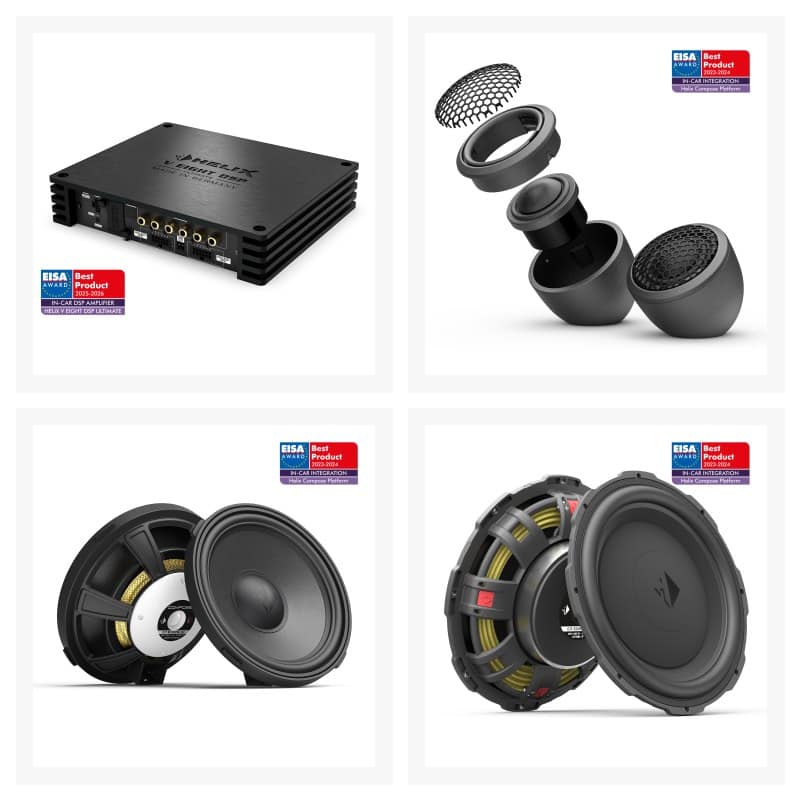 Avdio oprema za BMW X3 G01, vključuje subwoofer, zvočnike in ojačevalnik.