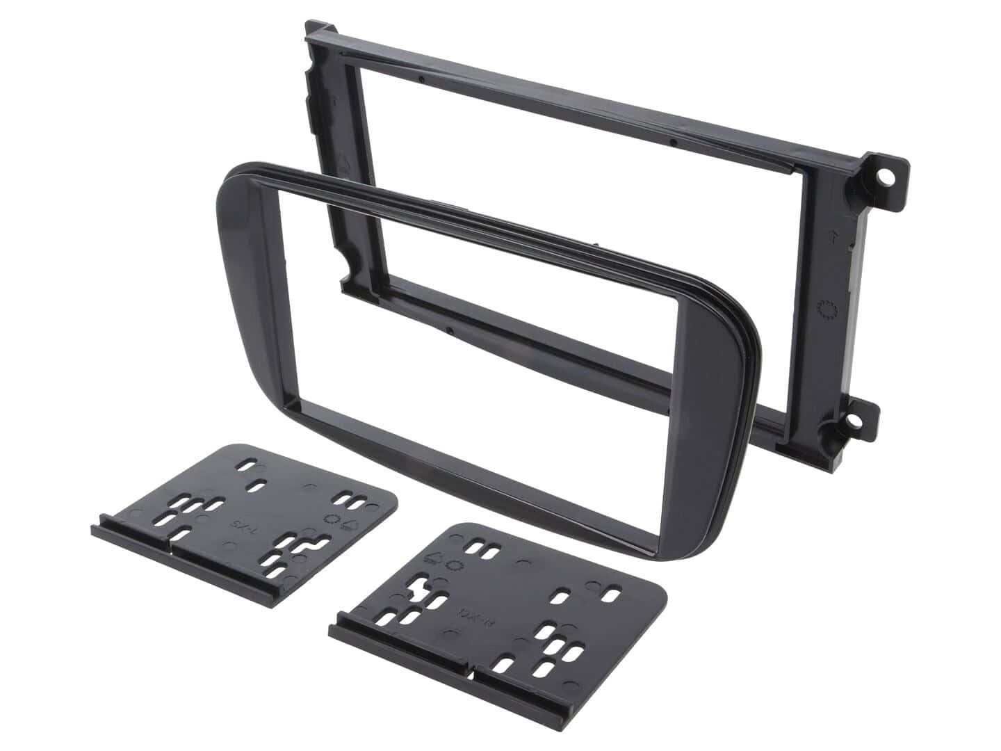 Črna maska za avtoradio 2-DIN Ford C-Max 2007-2010, popolnoma prilegajoča.