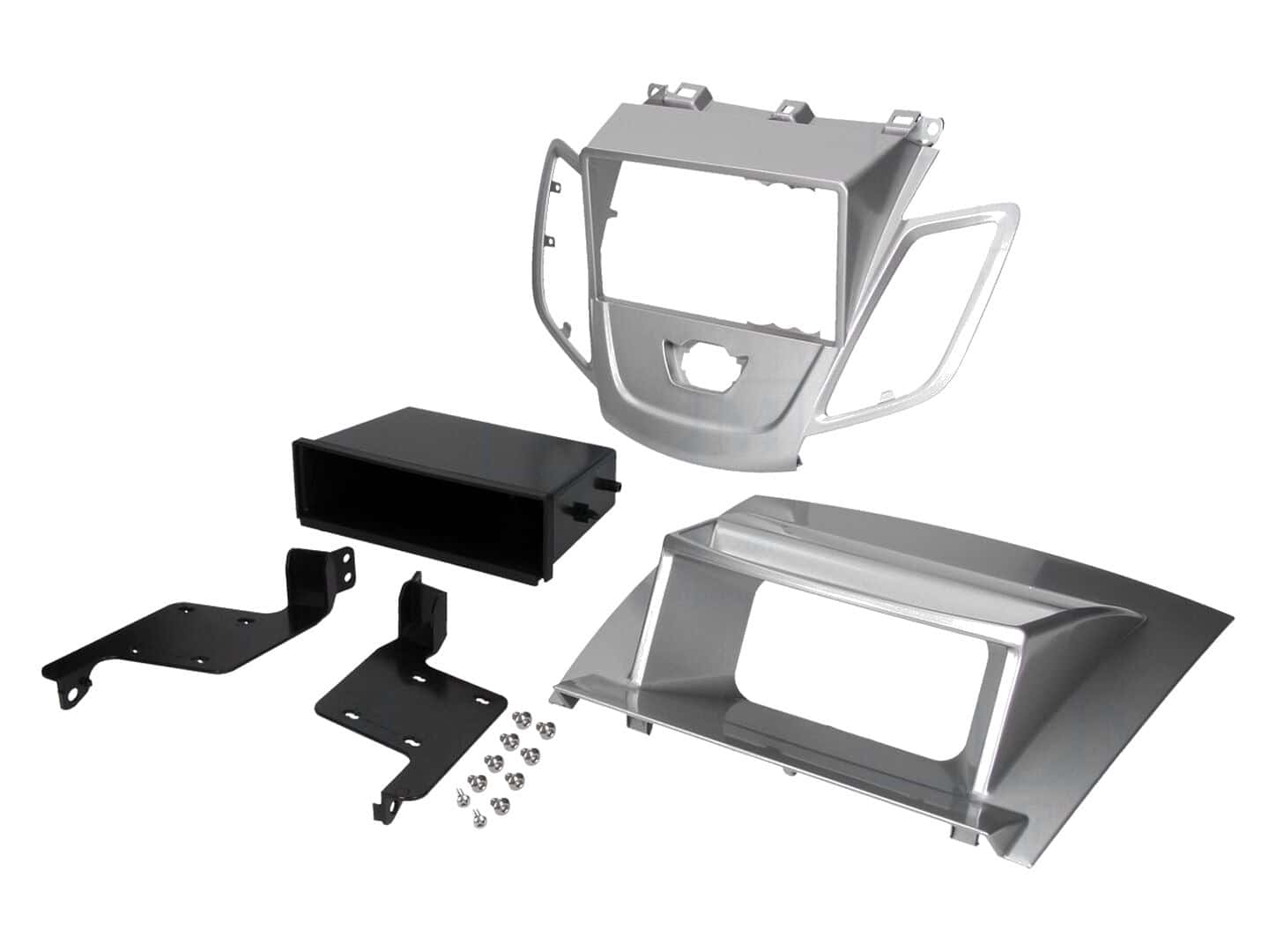 Srebrna maska za avtoradio 2-DIN Ford Fiesta 2009-2017.