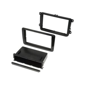 Črna 2-DIN avtoradio maska za Seat Alhambra 2010-2020.