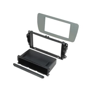 Siva maska za avtoradio 2-DIN Seat Ibiza 2008-2015, s kovinskim okvirjem.