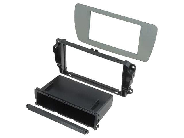 Siva maska za avtoradio 2-DIN Seat Ibiza 2008-2015, s kovinskim okvirjem.