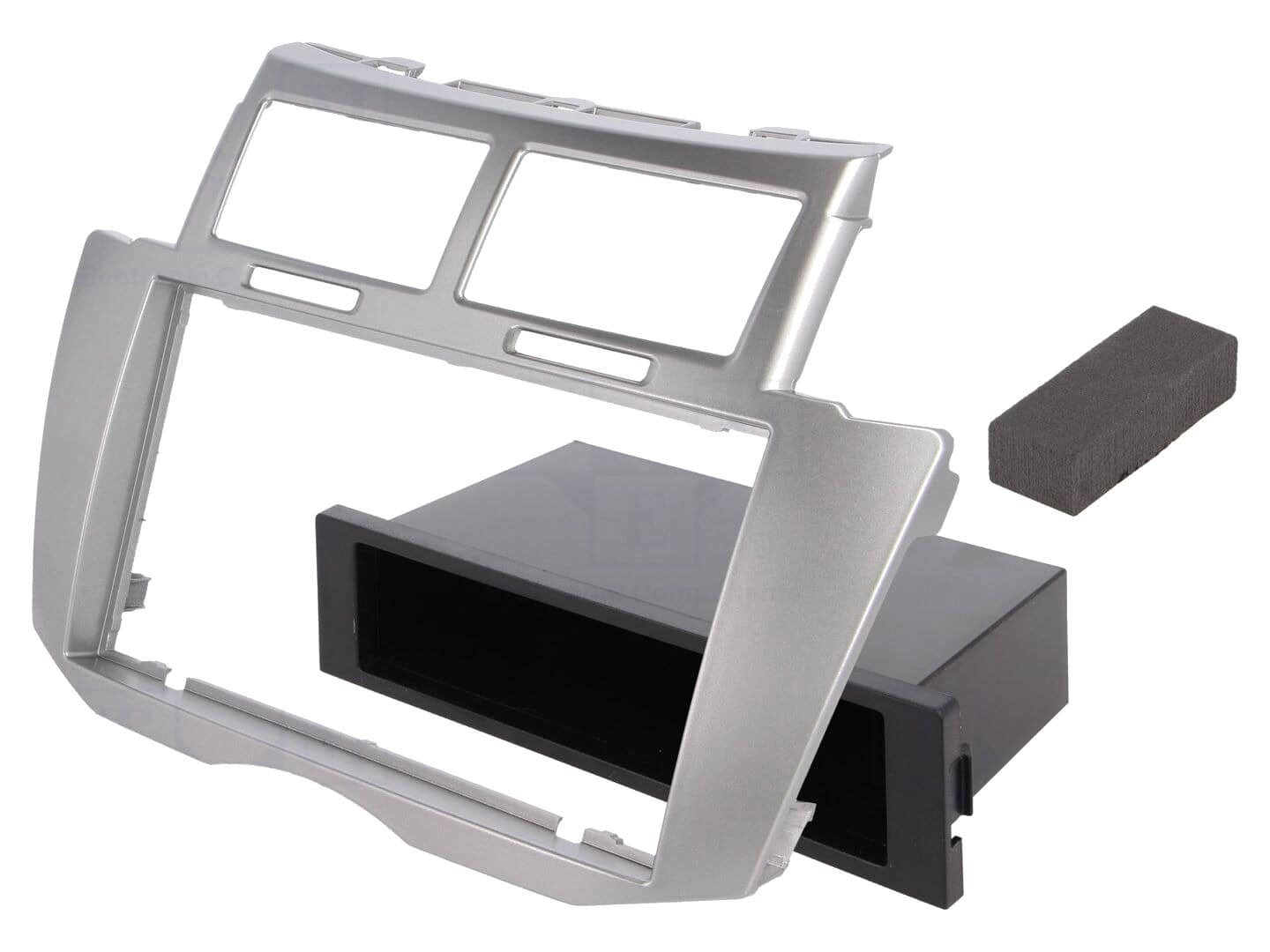 Srebrna maska za avtoradio Toyota Yaris 2009-2011, 2-DIN vgradnja.
