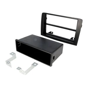 Črna maska za avtoradio Fiat Idea 2003-2011 z okvirjem in nosilci.