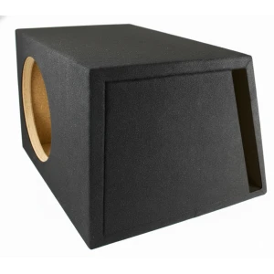 Kakovostni subwoofer ohišje za nizke frekvence, Črna barva in prostoren zunanji ventil.