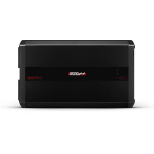CarAudioEmpire subwoofer amplifier device on black background.