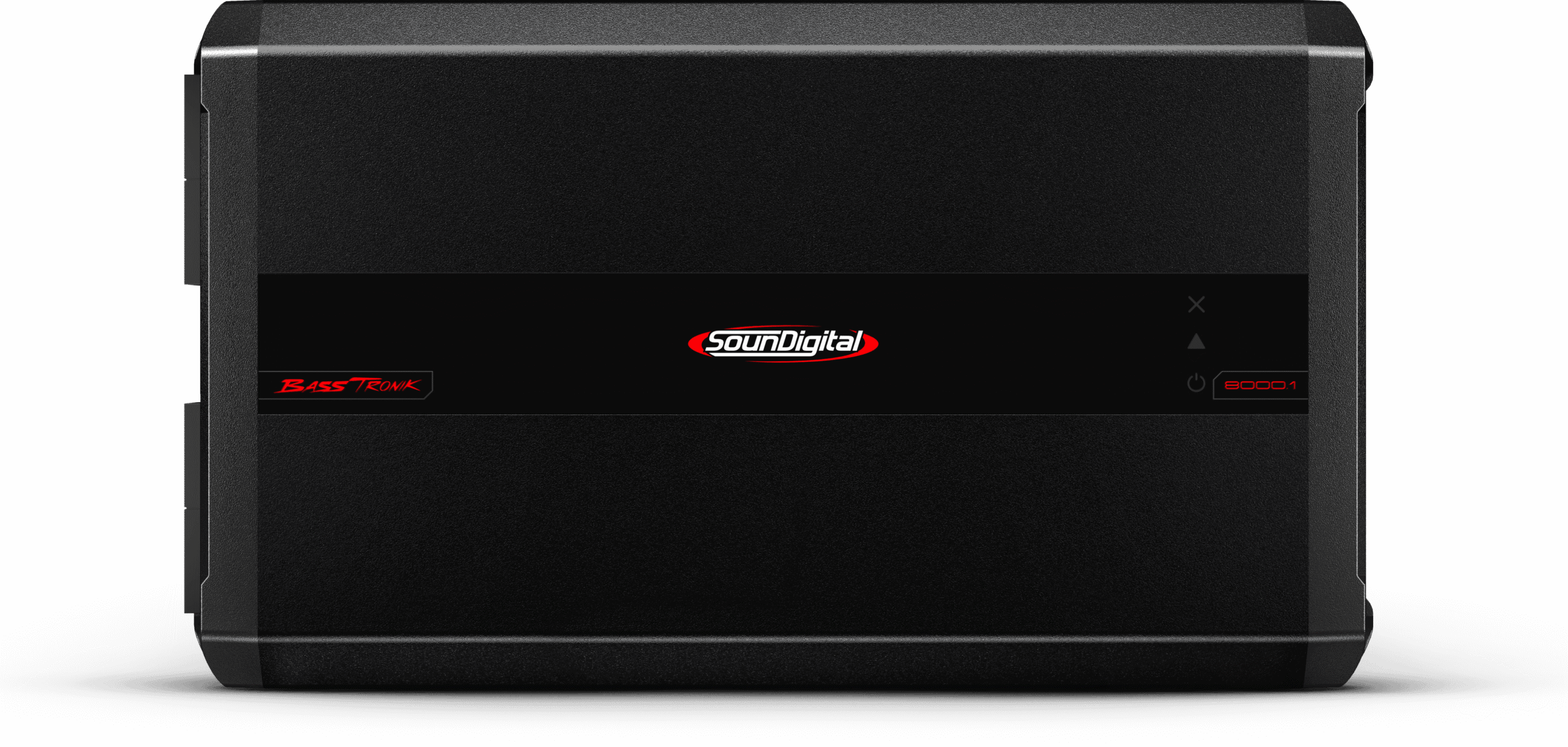 CarAudioEmpire subwoofer amplifier device on black background.