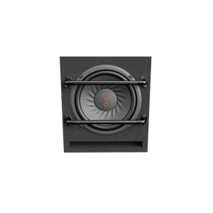 Visokokakovosten avto subwoofer z zaščitno mrežo in trpežno škatlo.