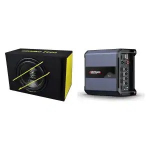 Avto avdio subwoofer in embalaži z avdio ojačevalnikom CarAudioEmpire.
