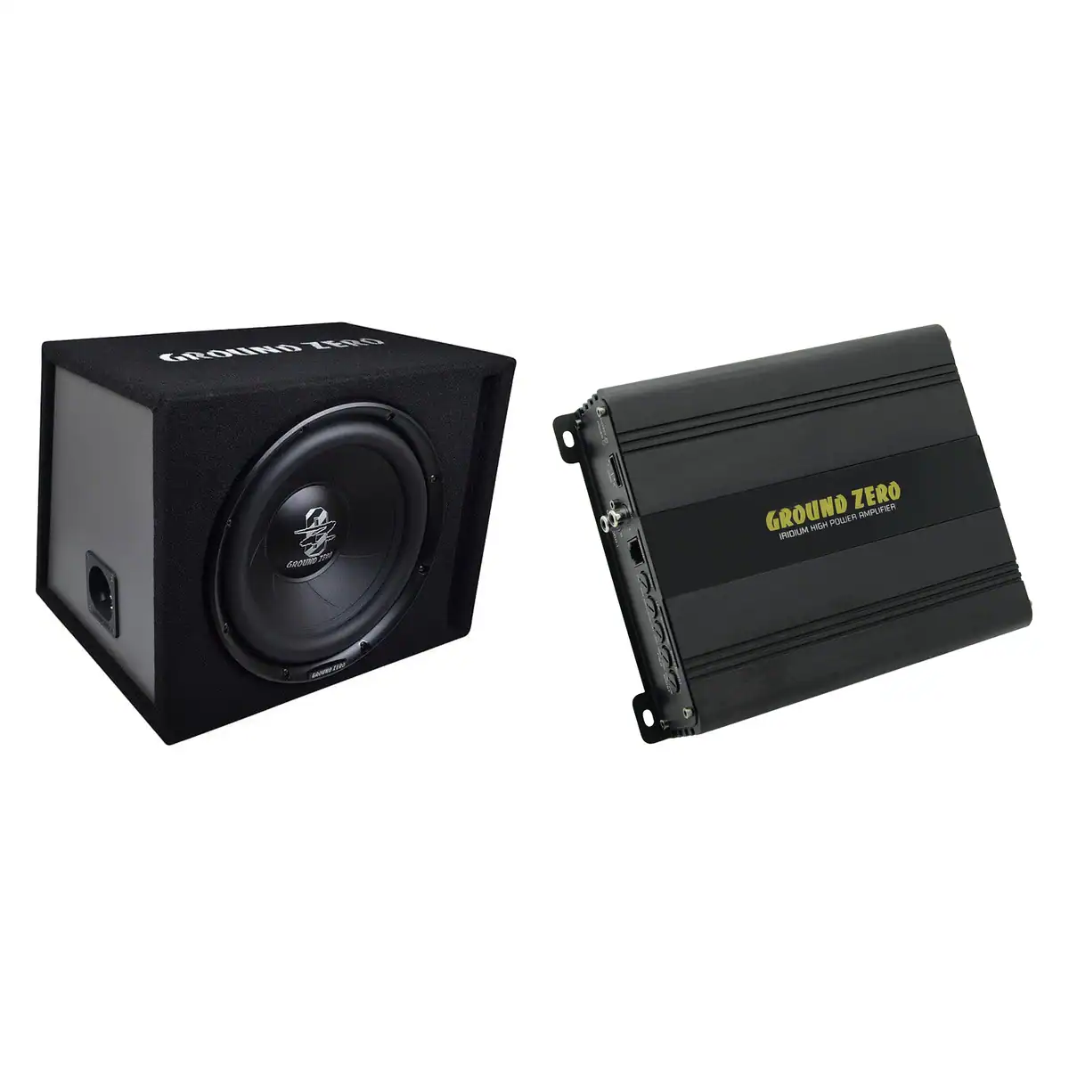 Subwoofer in ojačevalnik za avtomobilski avdio sistem.