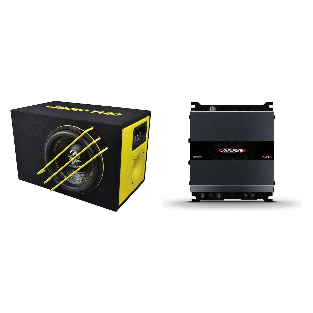 Subwoofer in car audio sistem z ojačevalnikom za vrhunski zvok.