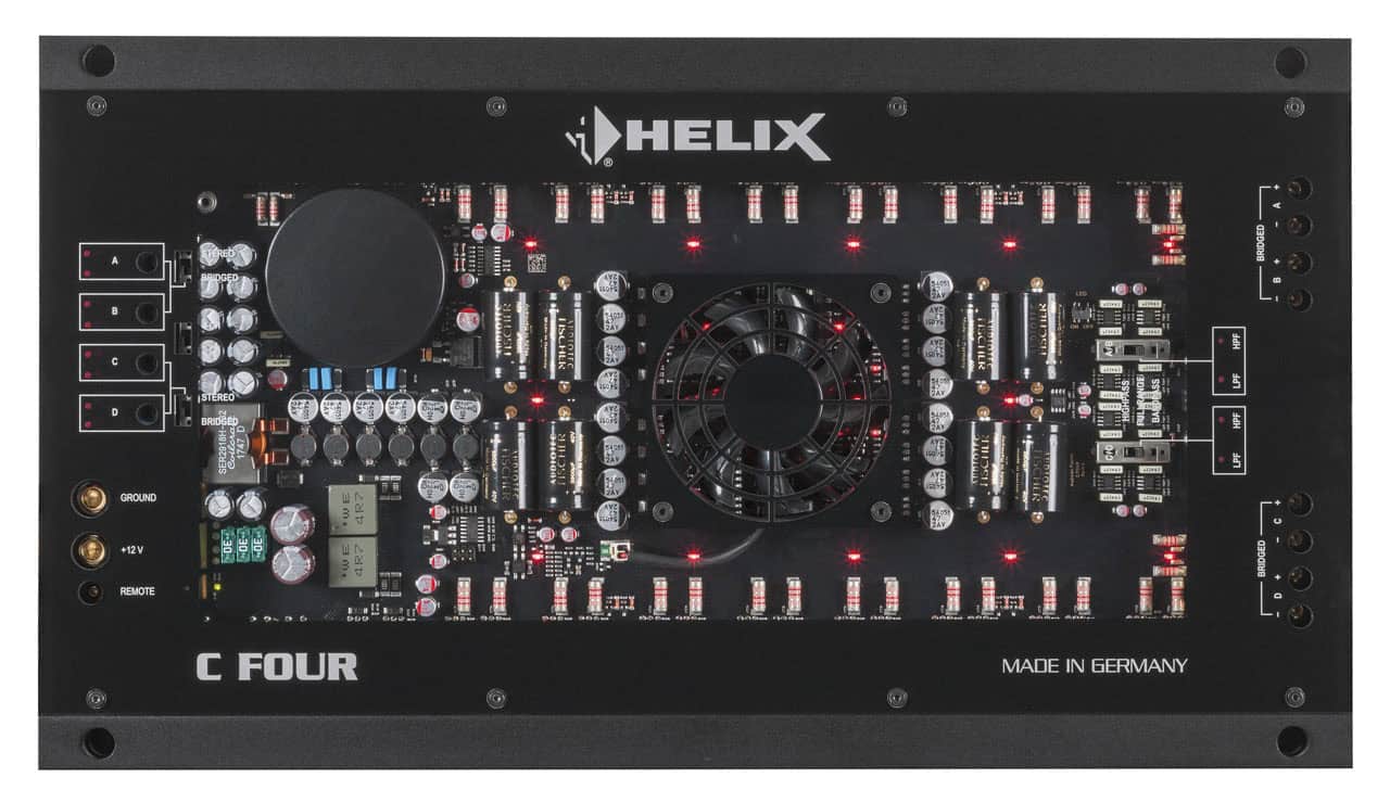 Helix C FOUR avto ojačevalec za visoko zmogljivost zvoka.