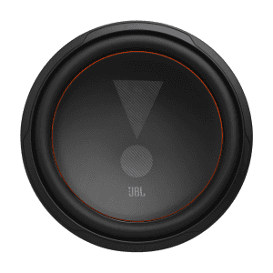 JBL subwoofer za avto z alarmom in modro osvetlitvijo.
