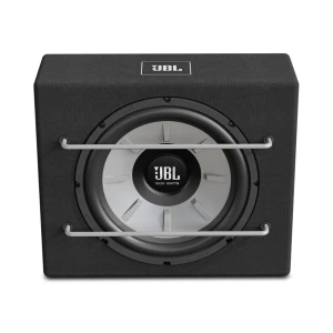 JBL subwoofer za avto z zaščitno mrežo in močnim zvokom.