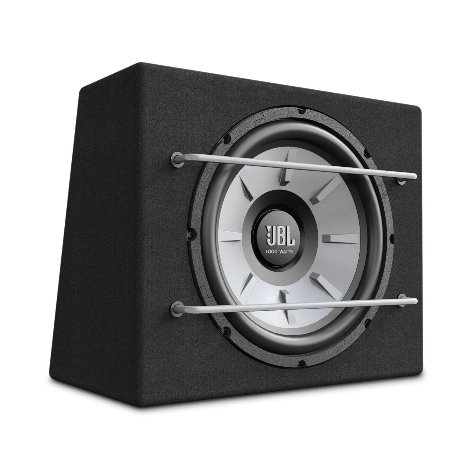 JBL subwoofer za avto z zaščitno mrežo in močnim zvokom.