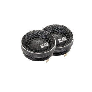Blam car speakers with honeycomb grille design for car audio systems.