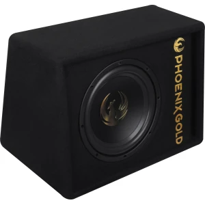 Aktivni subwoofer Phoenix Gold Z8AB v ohišju za močno bass glasbo.