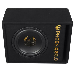 Aktivni subwoofer Phoenix Gold Z8AB v ohišju za avtozvočnike.