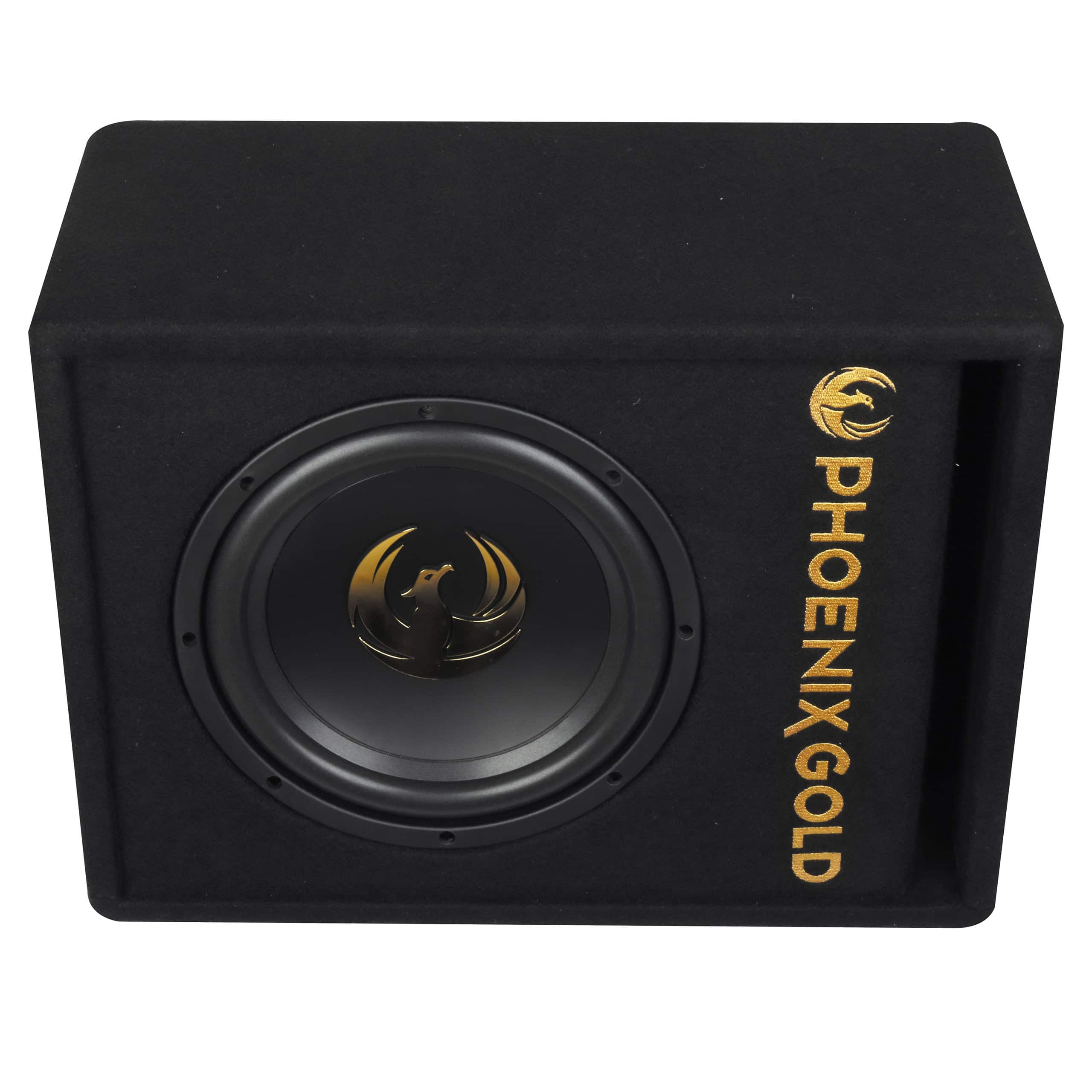 Aktivni subwoofer Phoenix Gold Z8AB v ohišju za avtozvočnike.