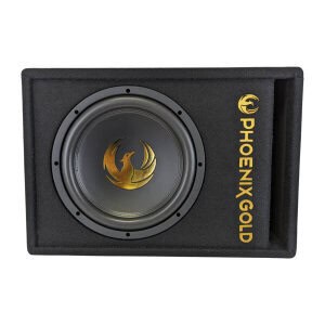 Aktivni subwoofer Phoenix Gold Z10AB v ohišju za avtozvočnike.