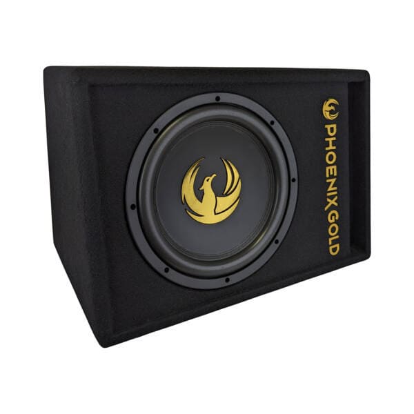 Aktivni subwoofer Phoenix Gold Z12AB v ohišju za avto.