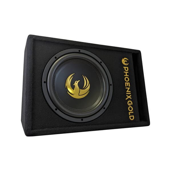 Aktivni subwoofer Phoenix Gold Z10AB v ohišju za avtozvočnike.