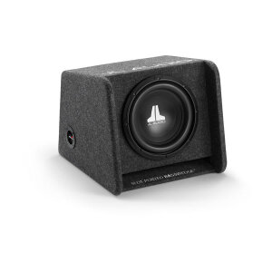 Subwoofer JL Audio CP110-W0v3 v ohišju za avto z nizkim tonom.