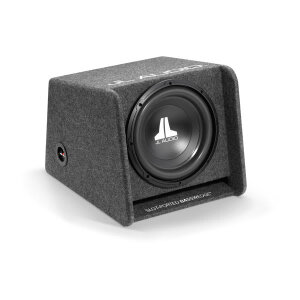 Subwoofer JL Audio CP112-W0v3 v ohišju za avtozvočnike.