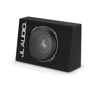 Subwoofer JL Audio CS110TG-TW3 v ohišju za avto z nizko glasnostjo.